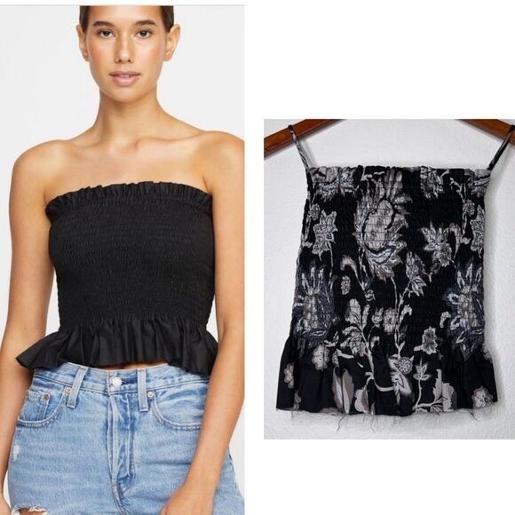 Mikoh Mariana Crop Smocked Tube Top Size 2 US Medium - Picture 1 of 8